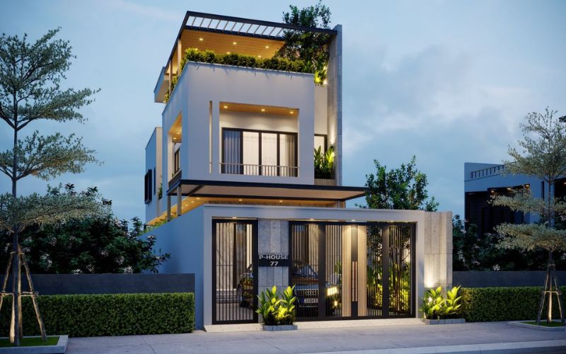 Thiết kế nhà phố 2 tầng hiện đại, tối ưu ánh sáng
