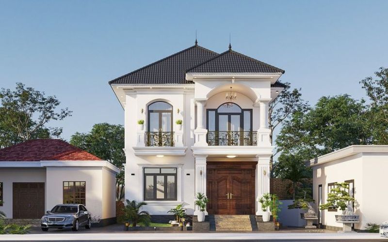 Mẫu biệt thự mini mái Nhật hoặc mái bằng sang trọng
