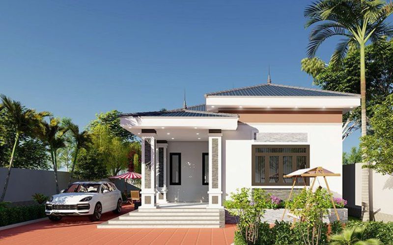 Mẫu nhà cấp 4 chữ L tối ưu diện tích