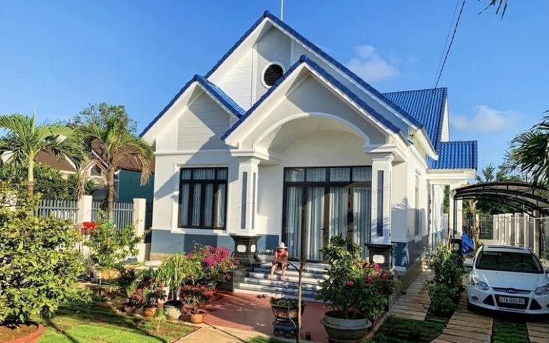 Mẫu nhà cấp 4 mái Thái có sân vườn